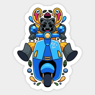 Cat Riding Scooter Sticker